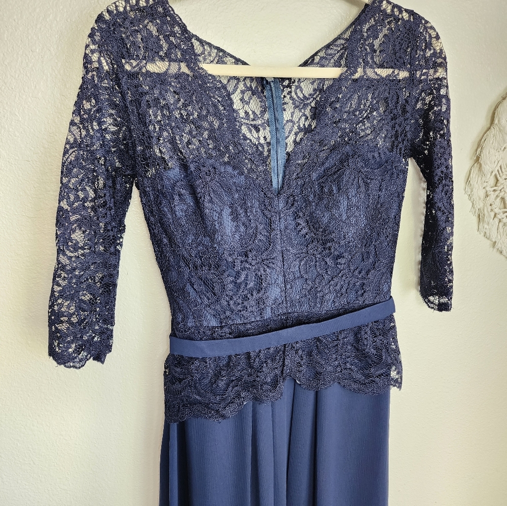 Jenny Packham Long-Sleeve Illusion Back Dress In Midnight Style JP1011 Size 4 - Picture 3 of 8